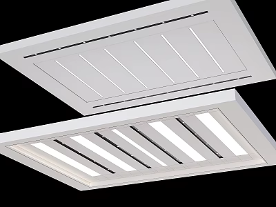 Modern Ceiling Design With White Sleek Strip Panels And Integrated Lighting 3d model