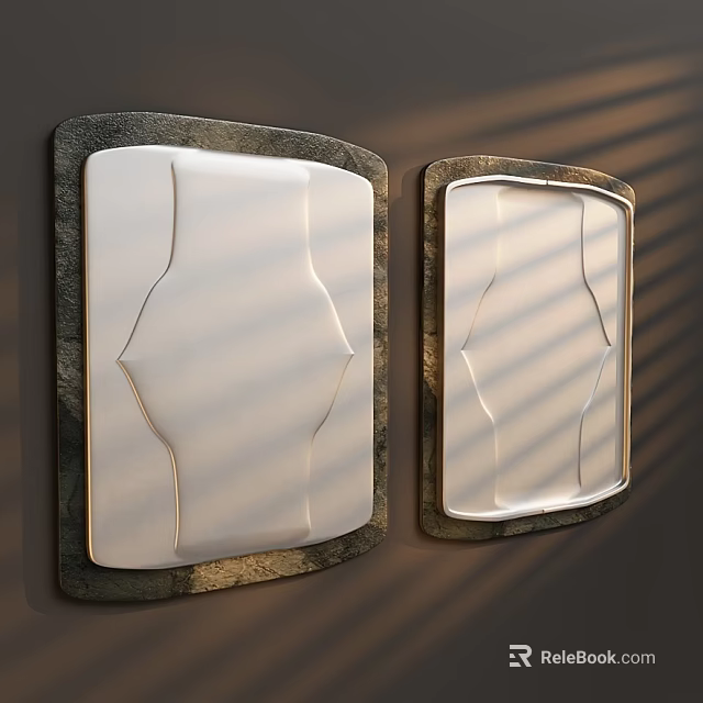 Modern Wall Hangings With Curved Design Dark Frames And Light Panels 3d model 