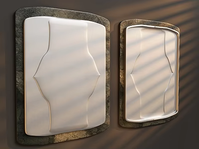 Modern Wall Hangings With Curved Design Dark Frames And Light Panels 3d model
