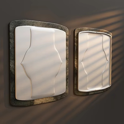 Modern Wall Hangings With Curved Design Dark Frames And Light Panels 3d model