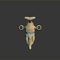 Futuristic Sci Fi Vehicle with Brown Exterior Blue Glowing Elements and Round Thrusters