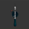 Precision Measuring Tool With Blue Handle Circular Component And Metal Rod