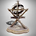 Vintage Decorative Ornament Set With Metal Structure Marble Base And Intricate Design Tabletop Decor