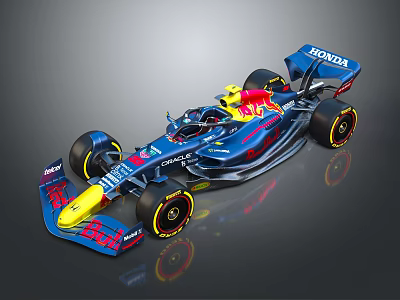Red Bull Honda Formula 1 Racing Car With Blue Red Livery And Aerodynamic Design 3d model