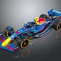 Red Bull Honda Formula 1 Racing Car With Blue Red Livery And Aerodynamic Design