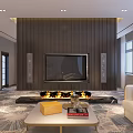 Hotel Guest Room Modern Interior With Living Area TV Fireplace Sofa And Coffee Table