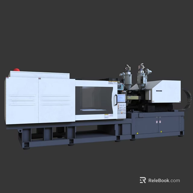 Industrial Precision Injection Molding Machine With White Gray Body Digital Control Panel And Dual Units 3d model 