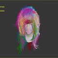 Game Movie Character Red Long Messy Hair On White Mannequin Head With Gray Background