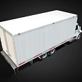 White Refrigerated Cargo Truck With Cab Long Trailer And Red Stripes
