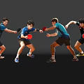 Men Playing Table Tennis in Dynamic Action Poses Holding Rackets in Motion 3d model