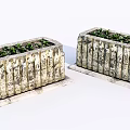 Decorative Rectangular Textured Stone Planters With Green Plants For Garden Decor