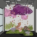 Modern indoor installation landscaping clouds moss flowers shrub landscape stone gravel 3d model