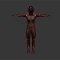 Game Movie Character In Black Bodysuit With Yellow Lines Helmet Standing Arms Outstretched