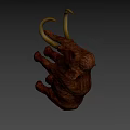 Ancient Mammoth Figure With Long Curved Tusks And Brown Fur