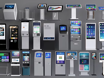 Smart Machines Featuring Self Service Kiosks Information Terminals Various Sizes Digital Screens For Commercial Spaces 3d model