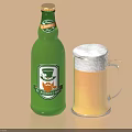 Refreshing Green Beer Bottle With Foamy Beer Mug For St Patrick's Day Celebration