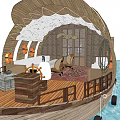 Traditional Wooden Boat Design With Decorative Bow And Seating On Water