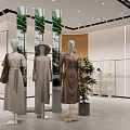 Elegant Modern Clothing Store Interior Featuring Glass Windows Mannequins And Fashion Apparel