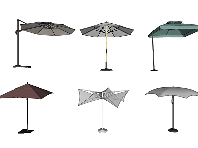 Various Modern Outdoor Patio Umbrella Designs With Different Stands And Styles 3d model