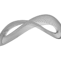 Modern Flowing Curved Sculpture With Intricate Mesh Texture On White Background