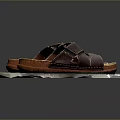 Brown Leather Slippers With Cross Strap Design And Comfortable Insole
