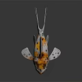 Goldfish With Orange White And Black Spots Large Prominent Eyes Transparent Fins Dark Background Reflection