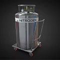 Stainless Steel Nitrogen Gas Cylinder Tank with Wheel Cart and Labels