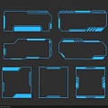 Futuristic Blue Line Borders Set With Various Shapes For Tech Design 3d model