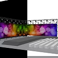 Colorful Stage Design With Rainbow Lights Circle Patterns Light Beams And Audience Seats