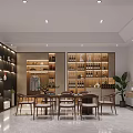 Modern Interior Space With Color Sample Display Shelves Work Table Chairs Plants And Bookshelves