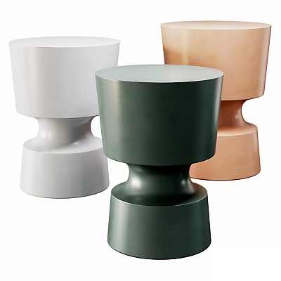 Modern Round Side Tables in White Green Beige Colors Set of Three 3d model