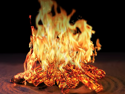 Outdoor Garden Decorative Fire Pit with Burning Wood Logs and Flames 3d model