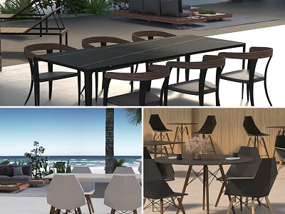 Outdoor Table With Modern Chairs In Beach And Garden Outdoor Settings 3d model