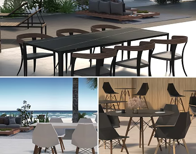 Outdoor Table With Modern Chairs In Beach And Garden Outdoor Settings 3d model