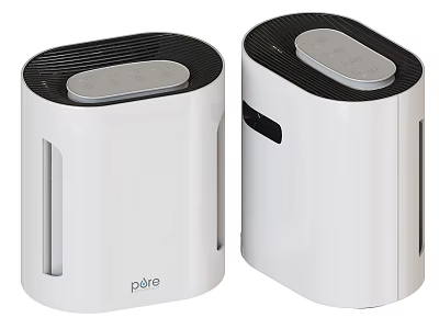 Modern White Home Air Purifiers With Pure Brand Design And Control Panel 3d model