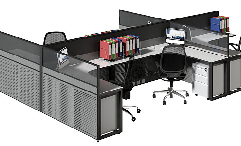 Modern office desk and chair staff office desk and chair card position 3d model