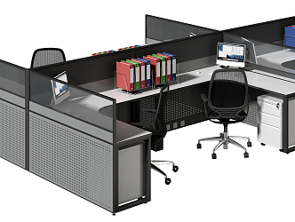 Modern office desk and chair staff office desk and chair card position 3d model