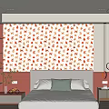 Modern Bedroom Decorative Cabinet With Red Yellow Animal Print Wallpaper Accent