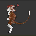 3D Dragon Sculpture With White Body Red Floral Decorations And Beaded Tail