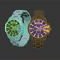 Fashionable Black And Blue Steel Strap Watches With Stylish Dial Design For Daily Use