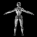 Smart Humanoid Robot With Silver Armor Design And Extended Limbs 3d model