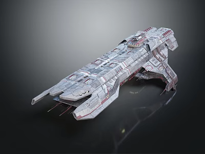 Advanced Futuristic Cosmic Spaceship Design Featuring Detailed Interstellar Structure Elements 3d model