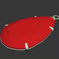 Shiny Red Teardrop Gemstone Pendant With Metal Setting On Gray Background 3d model