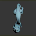 Blue Fantasy Dragon Like Creature Showcasing Yellow Horns Curved Body And Dynamic Stance
