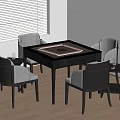 Mahjong Table and Chair Chess and Card Table Single Chair Leisure Chair 3d model