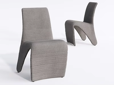 Modern Gray Woven Leisure Chairs With Unique Curved Shape For Living Room 3d model
