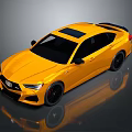 Yellow Sports Car With Black Roof Sleek Design And Rear Spoiler