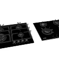 Black Gas Cooktops As Modern Kitchen Appliances With Multiple Burners And Control Knobs 3d model