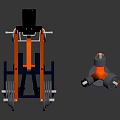 Orange And Black Sports Equipment With Frame Handles And Weight Plates For Home Gym
