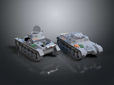 Military Tanks 3D Models With Tracked Design And Turret On Reflective Surface 3d model